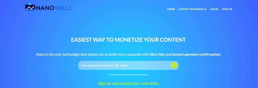 NanoWall homepage: Easiest way to monetize your content