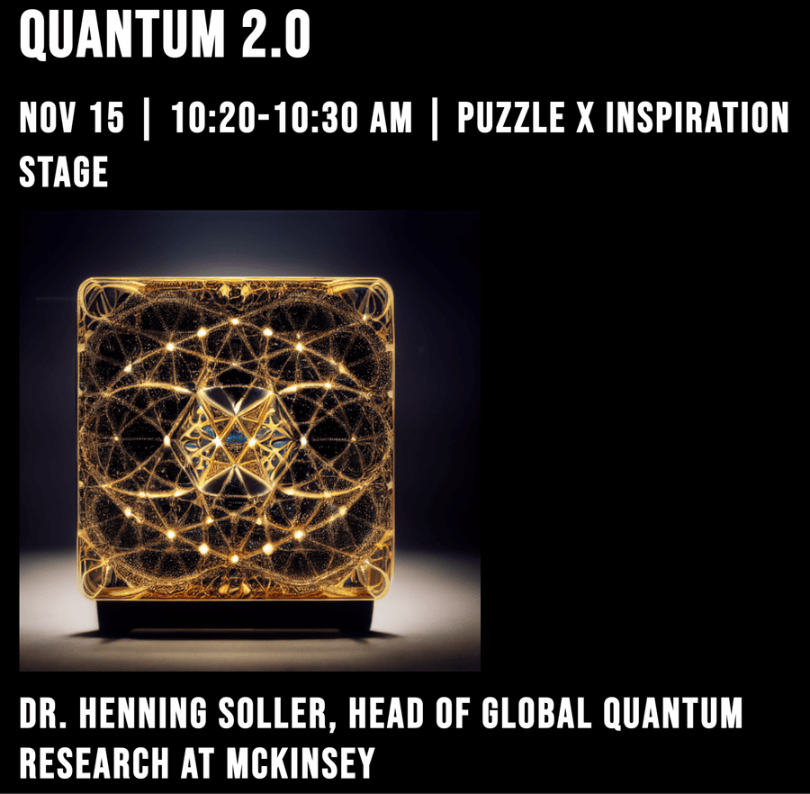 Quantum 2.0 session poster: Dr. Henning Soller, head of global quantum research at McKinsey, 15 November